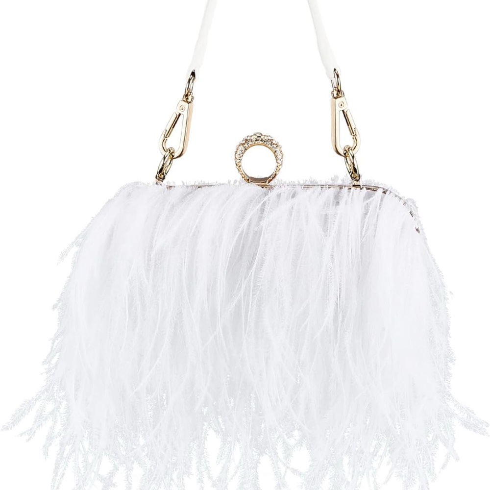 Ostrich Feather Tote Bag Fluffy Purse Clutch Feather Evening Handbag